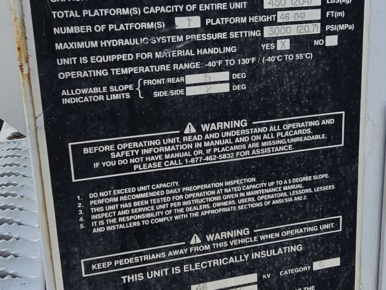 Altec AN46E-OC boom data plate